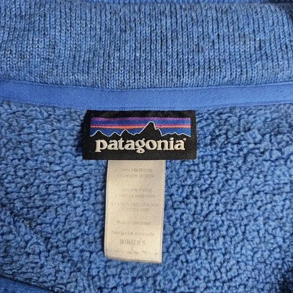 Patagonia Womens Better Sweater Large Fleece Pullover Blue 1/4 Zip - Picture 5 of 11